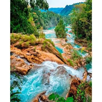 Полный круглый алмазная живопись Пейзаж Алмазная вышивка Картина Вышивка Ремесло Домашний Декор Ремесленный комплект 15x20CM