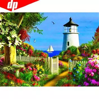 Полный круглый алмазный мозаичный пейзаж 5D Diy Алмазная картина Сад Алмазная вышивка 20X30