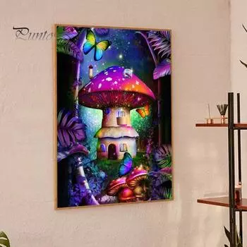 Полный круглый алмазный рисунок 5D DIY Пейзаж, устойчивый к выцветанию, снятие стресса, повышение уверенности, мозаика, вышивка, полный набор для вышивки крестом со стразами фиолетовый