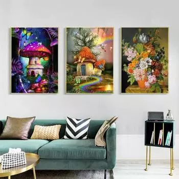 Полный круглый алмазный рисунок 5D DIY Пейзаж, устойчивый к выцветанию, снятие стресса, повышение уверенности, мозаика, вышивка, полный набор для вышивки крестом со стразами фиолетовый