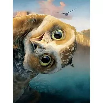 Полный круглый бриллиант 5D DIY Алмазная картина с шеей Милая сова Алмазная вышивка Крестиком 20X30CM