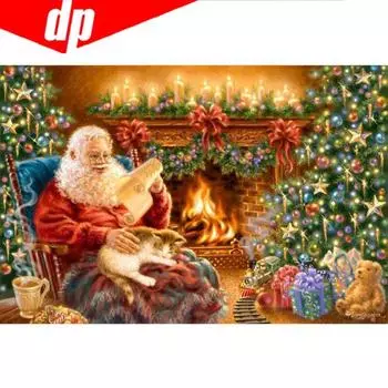 Полный круглый бриллиант 5D DIY Алмазная картина Список Санта-Клауса Вышивка Крестом Горный хрусталь 20X30