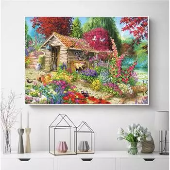 Полный круглый бриллиант 5D DIY Алмазная вышивка Жизнь собаки Алмазная картина Крестиком Горный хрусталь 20X30CM