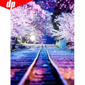 Полный круглый бриллиант Живопись Пейзаж 5D Мозаика Алмазная вышивка Звездное небо Diy Декор 20X30CM