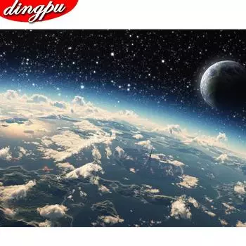 Полная круглая алмазная картина Замок Картина из страз Алмазная вышивка Мозаика Пейзаж 5D Настенное искусство 20X30CM