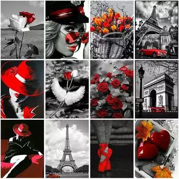 Полный круглый DIY 5D алмазная живопись красный и черный алмазная вышивка крестиком женщина горный хрусталь мозаика украшение дома Full Round 20x30CM