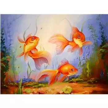 Полный круглый DIY Алмазная вышивка Золотая рыбка в воде 5D Алмазная картина Горный хрусталь Мозаика Декор Full Round 20x30CM