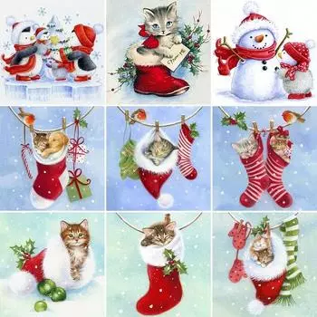 Полный круглый дрель 5d Алмазная вышивка мультфильм Санта-Клаус DIY алмазная живопись Снеговик Рождественский подарок Мозаика Набор для вышивки крестом Full Round 20x20CM