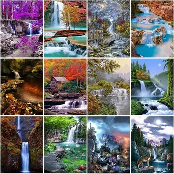 Полный круглый дрель 5D алмазная живопись водопад природа DIY пейзаж Алмазная вышивка крестиком пейзаж домашний декор Full Round 20x30CM