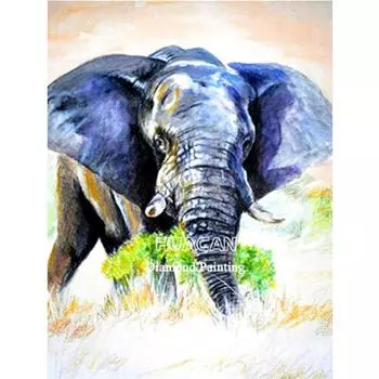 Полный круглый дрель 5D DIY Алмазная картина Животное слон 3D Вышивка крестом 20X30CM