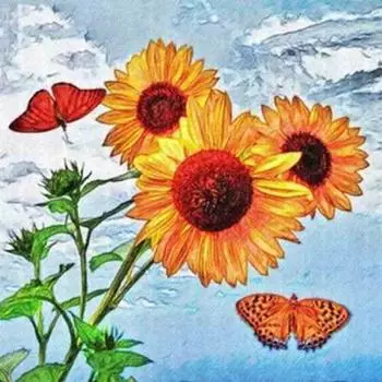 Полный круглый дрель 5D DIY Алмазная картина Вышивка крестом Айсберг Подсолнух Алмазная вышивка 20X30CM