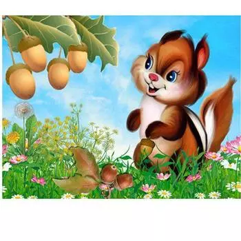 Полный круглый дрель 5D DIY Алмазная картина Мультяшная белка 3D Вышивка крестом Стена 5D Домашний декор 20X30CM