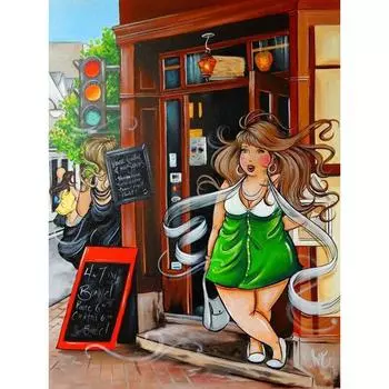 Полный круглый дрель 5D DIY Алмазная картина Мультфильм женщина Вышивка крестиком 3D Домашний декор 20X30CM