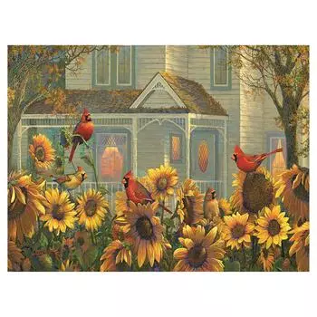 Полный круглый дрель 5D DIY Алмазная картина Подсолнух Птица Вышивка Крестом 20X30CM