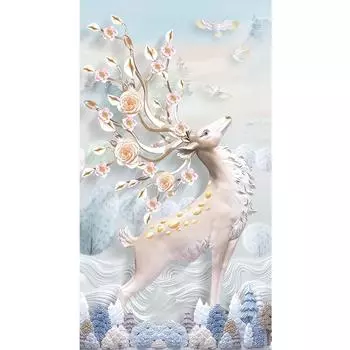 Полный круглый дрель 5D DIY Алмазная картина Набор для вышивки крестом Лось Вышивка Милу Олень Горный хрусталь Декор Full Round 20x40CM