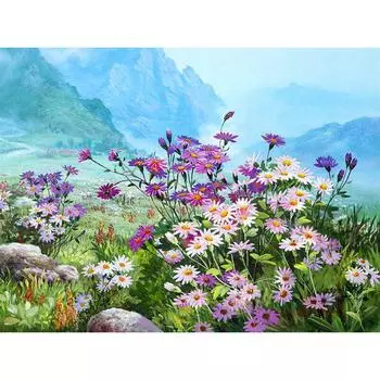Полный круглый дрель 5D DIY Алмазная вышивка Цветок в долине Алмазная картина Вышивка крестом Горный хрусталь 20X30CM
