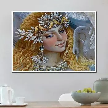 Полный круглый дрель Алмазная картина Девушка Вышивка крестом Полный дисплей Алмазная вышивка Стразы 20X30CM