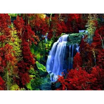 Полный круглый дрель Алмазная картина Пейзаж Водопад Алмазная вышивка Крестом 20X30CM