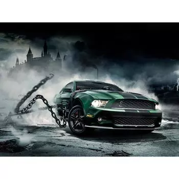 Полный круглый дрель Алмазная вышивка Галопирующий автомобиль 5D DIY Алмазная картина Вышивка крестом Горный хрусталь 20X30CM