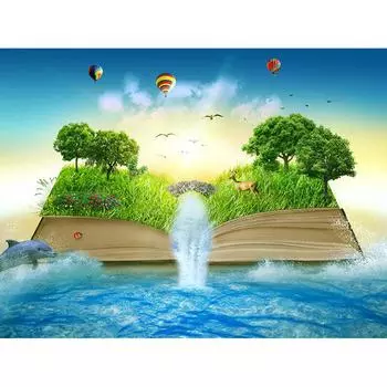 Полный круглый дрель Алмазная вышивка Книга Мир 5D DIY Алмазная картина Вышивка крестом Горный хрусталь 20X30CM
