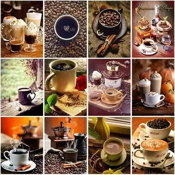 Полный круглый дрель Алмазная вышивка Кофейная чашка Алмазная картина Набор для вышивки крестом 5D DIY Стразы Мозаика Новогодний подарок Full Round 15x20CM