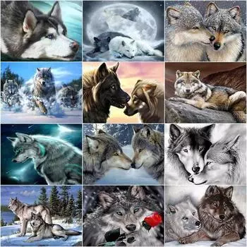Полный круглый дрель Алмазная вышивка волк животное искусство горный хрусталь ремесленная алмазная живопись рукоделие домашний декор Full Round 20x30CM