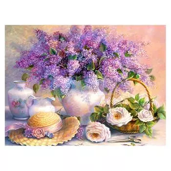 Полный круглый дрель DIY Алмазная картина «Лаванда» Вышивка Крестом Мозаика Стразы 20X30CM