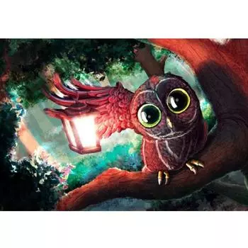 Полный круглый дрель DIY Алмазная картина Вышивка крестом Сова 3D Вышивка Алмазная мозаика 20X30CM