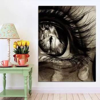 Полный круглый дрель Мозаика Абстрактные глаза 5D DIY Алмазная картина Уличная вышивка Стразы Домашнее искусство 20X30CM