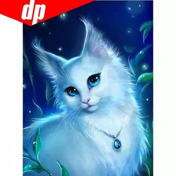 Полный круглый Картина леди-кошки DIY Алмазная картина Дрель Алмазная вышивка Мозаика Распродажа 20X30