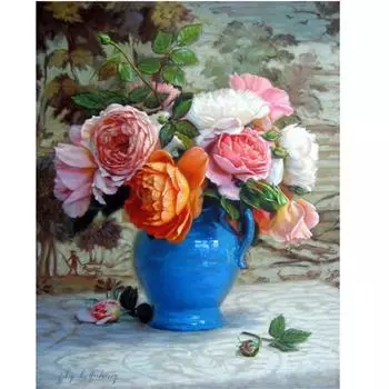 Полный круглый/квадратный 5D Diy Алмазная картина Синяя ваза Алмазная вышивка Наборы для вышивки крестом Домашний декор Подарки ручной работы Round 20x30cm