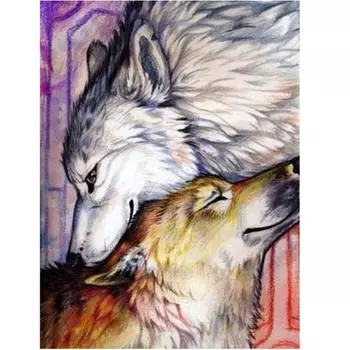 Полный круглый/квадратный 5D Diy Алмазная картина Прижавшийся волк Алмазная вышивка крестиком Наборы для домашнего декора Подарки ручной работы Round 20x30cm