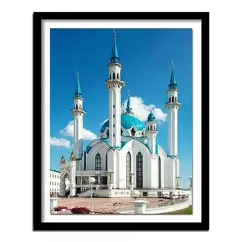 Полный круглый/квадратный 5D Diy Алмазная картина Белый замок Вышивка Полный набор крестиков Домашний декор Подарок ручной работы Round 20x30cm