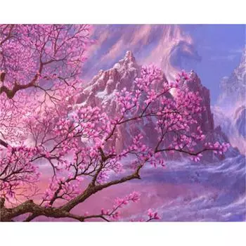 Полный круглый/квадратный 5D Diy Алмазная картина Цветение персика Вышивка Полный набор для вышивки крестом Домашний декор Подарок ручной работы Round 20x30cm