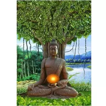 Полный круглый/квадратный 5D Diy алмазная живопись Будда Дерево Бодхи Алмазная вышивка наборы крестиков домашний декор подарки ручной работы Round 20x30cm
