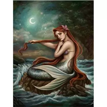 Полный круглый/квадратный 5D Diy алмазная живопись Русалка на рифе Алмазная вышивка наборы крестиков домашний декор подарки ручной работы Round 20x30cm