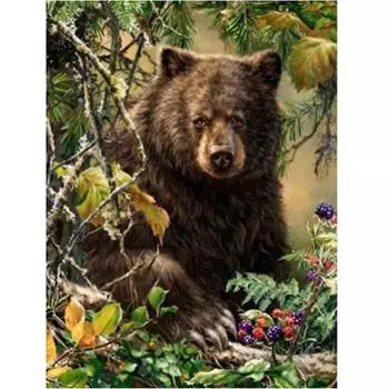 Полный круглый/квадратный 5D Diy алмазная живопись милый черный медведь Алмазная вышивка наборы крестиков домашний декор подарки ручной работы Round 20x30cm