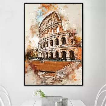 Полный круглый/квадратный 5D Diy алмазная живопись древнее здание Алмазная вышивка наборы крестиков домашний декор подарки ручной работы Round 20x30cm