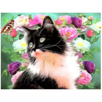 Полный круглый/квадратный 5D Diy алмазная живопись цветок и кошка Алмазная вышивка наборы крестиков домашний декор подарки ручной работы Round 20x30cm