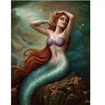 Полный круглый/квадратный 5D Diy алмазная живопись красивая русалка Алмазная вышивка наборы крестиков домашний декор подарки ручной работы Round 20x30cm