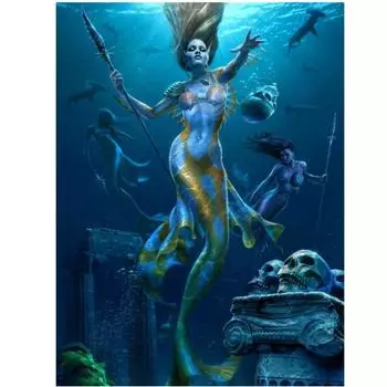 Полный круглый/квадратный 5D Diy алмазная живопись фиолетовая Русалка Алмазная вышивка наборы крестиков домашний декор подарки ручной работы Round 20x30cm