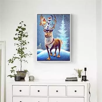 Полный круглый/квадратный 5D Diy алмазная живопись милый мультяшный олень Алмазная вышивка наборы крестиков домашний декор подарки ручной работы Round 20x30cm