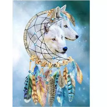 Полный круглый/квадратный 5D Diy алмазная живопись колокольчики и белый волк Алмазная вышивка наборы крестиков домашний декор подарки ручной работы Round 20x30cm