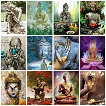 Полный круглый/квадратный алмазная живопись Будда, домашний декор, вышивка крестиком, Религия, мозаика, настенная наклейка, алмазное искусство Full Round 20X30CM красный