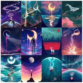 Полный круглый мультфильм Луна Алмазная вышивка Мозаика Вышивка 5d Diy Алмазная картина Домашний Декор Взрыв Новый Full Round 20x30CM