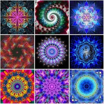 Полный круглый пейзаж из смолы, алмазная живопись, цветок Мандала, сделай сам, алмазная вышивка, картина из страз, подарок ручной работы Full Round 20x20CM