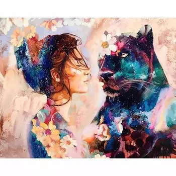 Полный круглый рукоделие Алмазная вышивка Красота и тигр DIY 5D Алмазная картина Наборы для вышивки крестом Мозаика 20X30CM