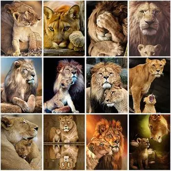 Полный круглый смолы 5D алмазная живопись Лев Животные Алмазная вышивка Стразы Мозаика Наборы для вышивки крестом Домашний Декор Подарок Full Round 20x30CM