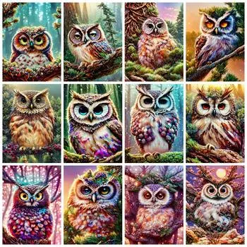 Полный квадрат/круглый алмазный рисунок сова мультфильм 5d сделай сам вышивка мозаика животное кристалл настенная наклейка декор для дома Full Round 20x30CM