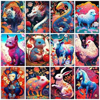 Полный квадрат/круглый Diy Алмазная картина Лошадь Собака Домашний декор Вышивка Мозаика Животные Красочные настенные рисунки Full Round 20x30CM